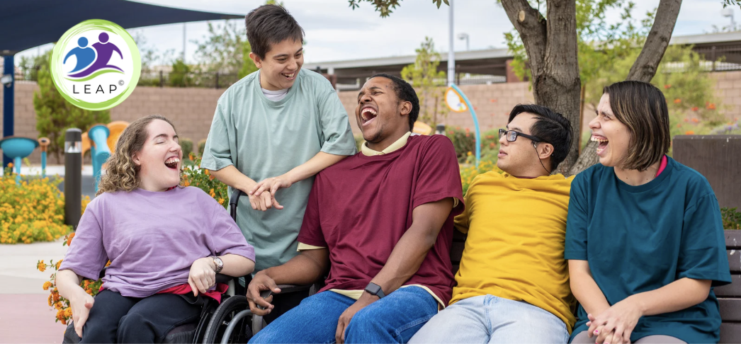 group of young adults with disabilities having fun